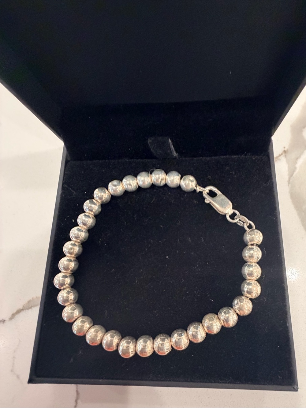 Sterling Silver Beaded Bracelet - Silver
